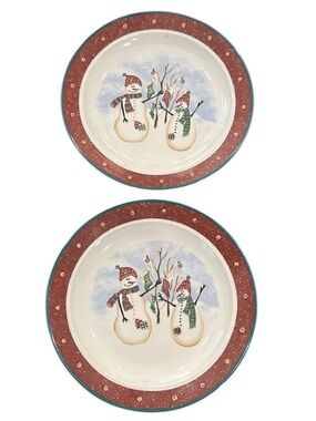 4 Vintage royal seasons stoneware winter snowman plates